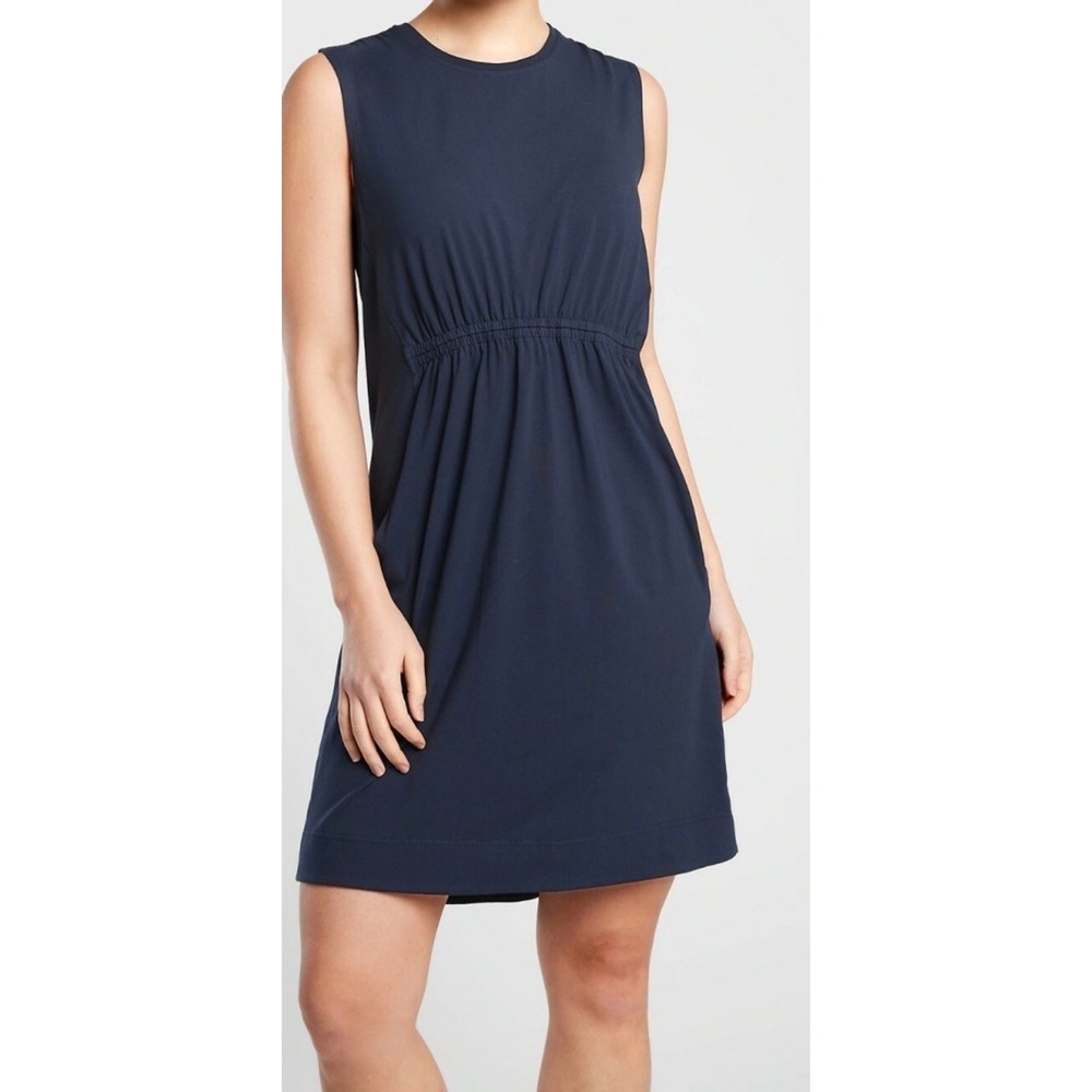 Athleta Del Ray Sleeveless Mini Dress Small Navy Elastic Waist Active Athleisure